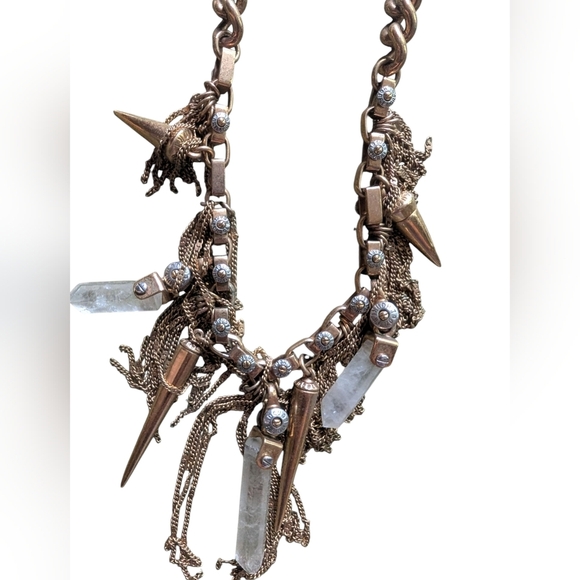 Henri Bendel Gold Chain Necklace With Crystal And Triangle Shaped Charms - Picture 5 of 8